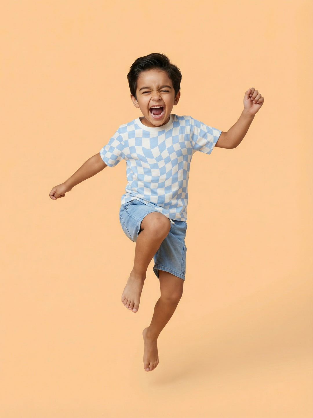 Nautinati Boys' 100% Cotton Pack of 2 Racing Graphic & Chequered Crew Neck T-shirts