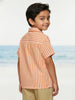 Nautinati Boys Orange Striped Oversized 100% Cotton Resort Shirt and Twill Shorts Clothing Set