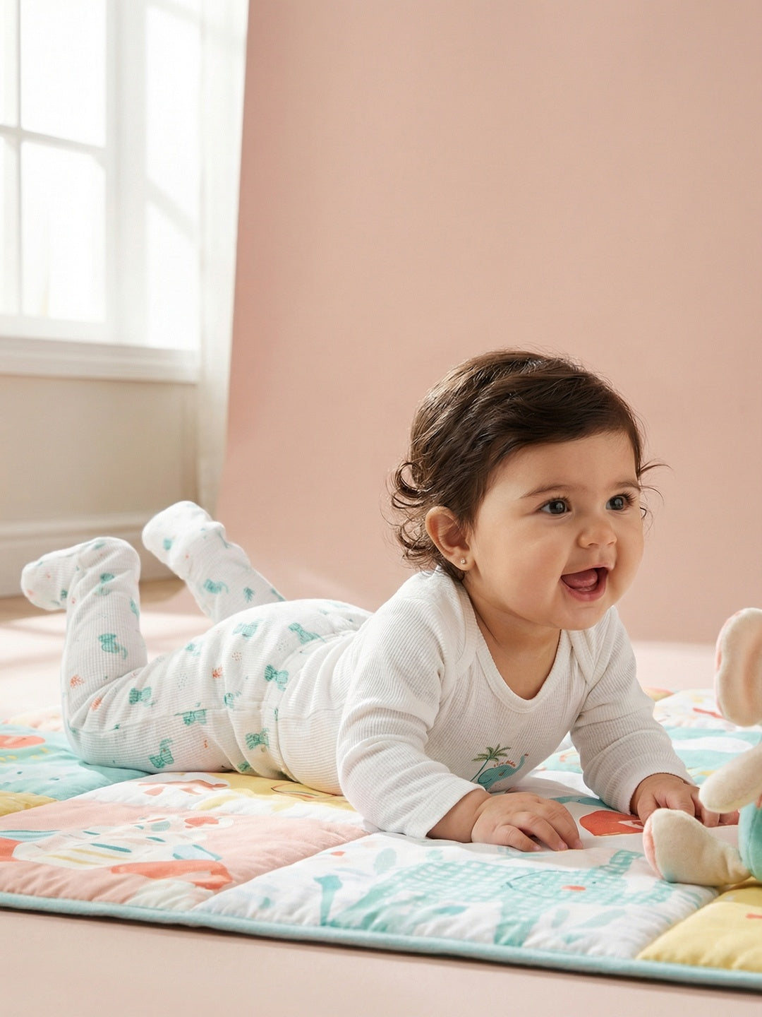 Nautinati Baby Boys' 100% Cotton White Graphic Printed 5-pieces Gift Set