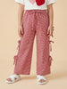 Nautinati Girls' Cotton Blend All-over Gingham Checks Wide-leg Woven Trousers with Side Bow Details