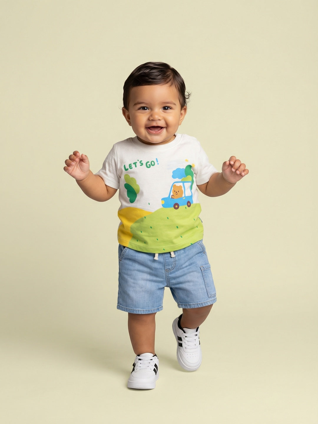 Nautinati Baby Boys' 100% Cotton Pack of 2 Placement Print T-shirts