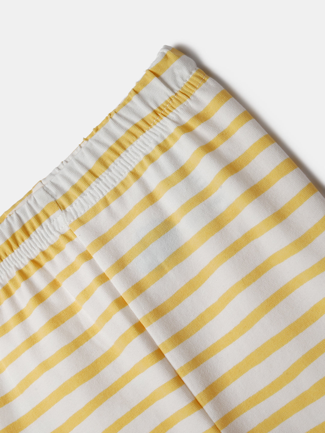 Nautinati Pack of 2 Yellow Striped and White Printed Leggings for Girls