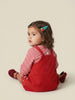 Nautinati Girls' Corduroy Floral & Stars Embroidery Dungaree with Cotton Chequered T-shirt