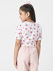 STRAWBERRY PRINTED FRONT KNOT TEE