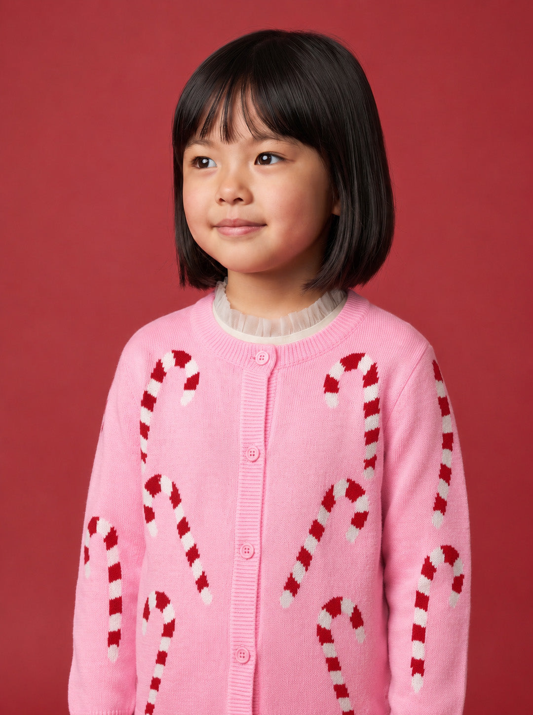 Nautinati Girls Relaxed Fit Christmas Candy Cane Knit Sweater