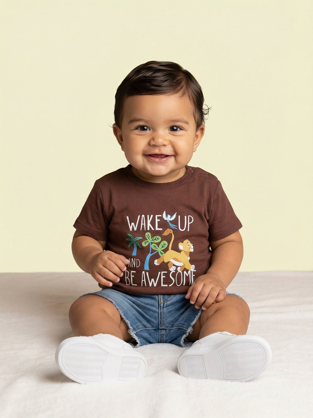 Nautinati Boys' 100% Cotton Pack of 2 Disney Lion King Simba Printed Crew Neck T-shirts