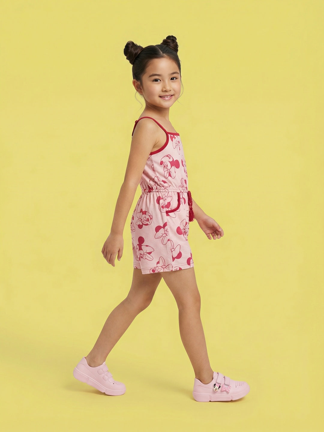 Nautinati Girls' Sleeveless Disney Minnie Mouse All-over Print Jumpsuit