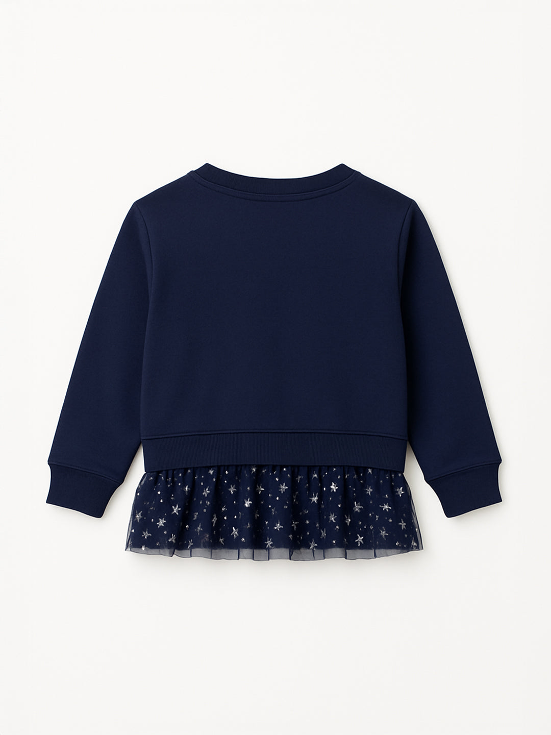 Nautinati Dark Blue Minnie Mouse Print Sweatshirt Dress For Girls