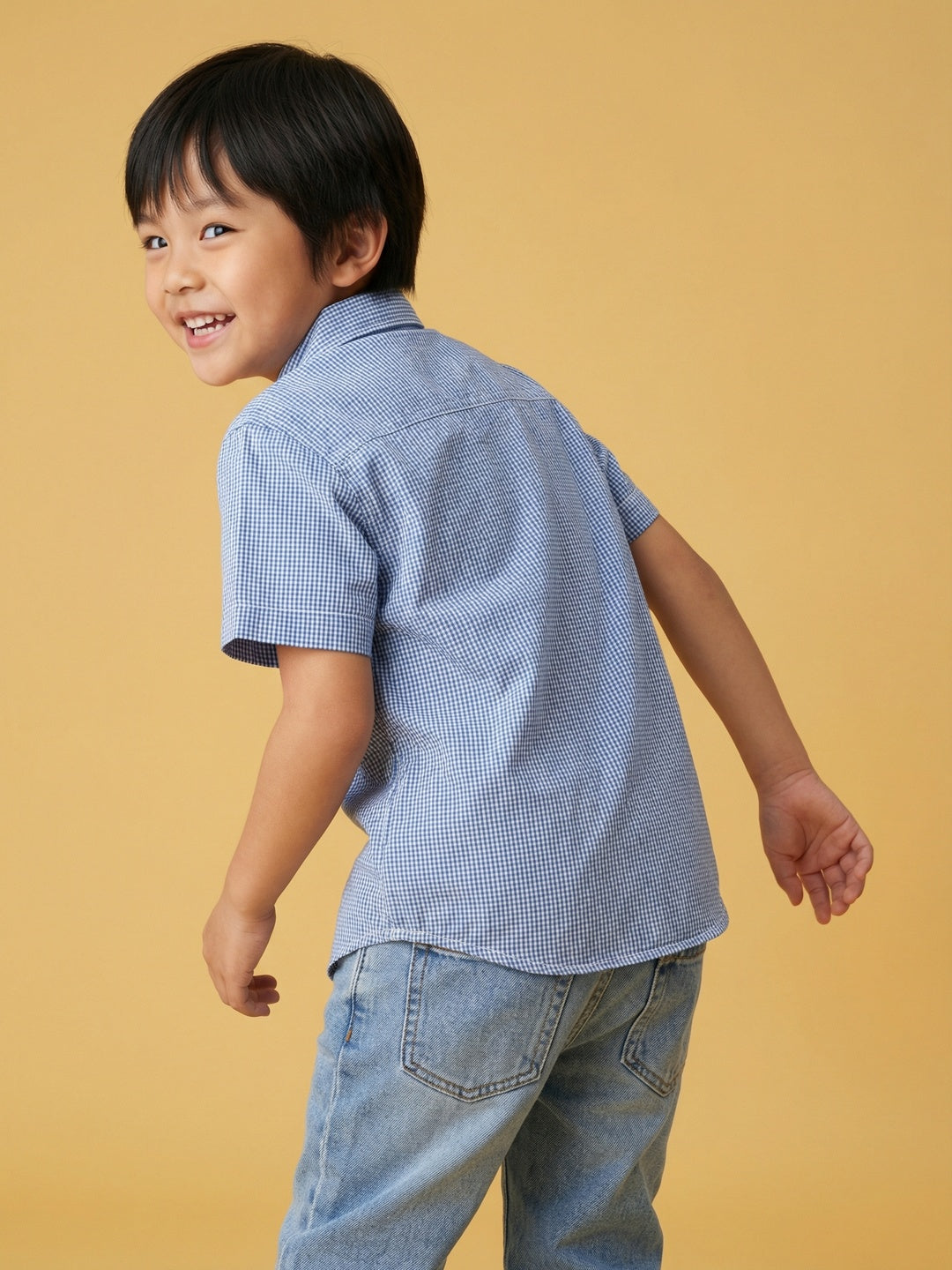 Nautinati Boys' 100% Cotton Woven Chequered Shirt