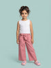 Nautinati Girls' 100% Cotton Solid Loose Fit Paperbag High-waist Wide-leg Pants with Belt