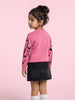 Nautinati Girls Relaxed Fit Pink Cats Round Neck Full Sleeves Sweater