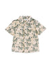 Nautinati Green & Cream Zebra Print Cotton Shirt And Shorts Set For Boys