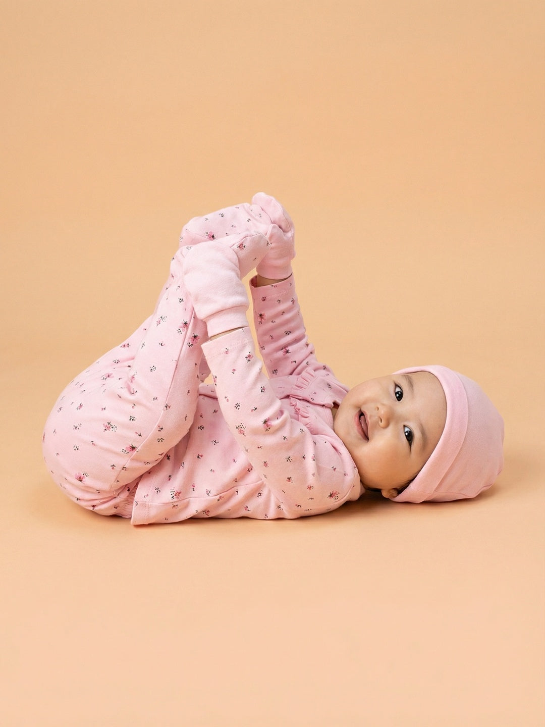 Nautinati Baby Girls' 100% Interlock Cotton Baby Pink & Red Graphic Printed 6-pieces Gift Set