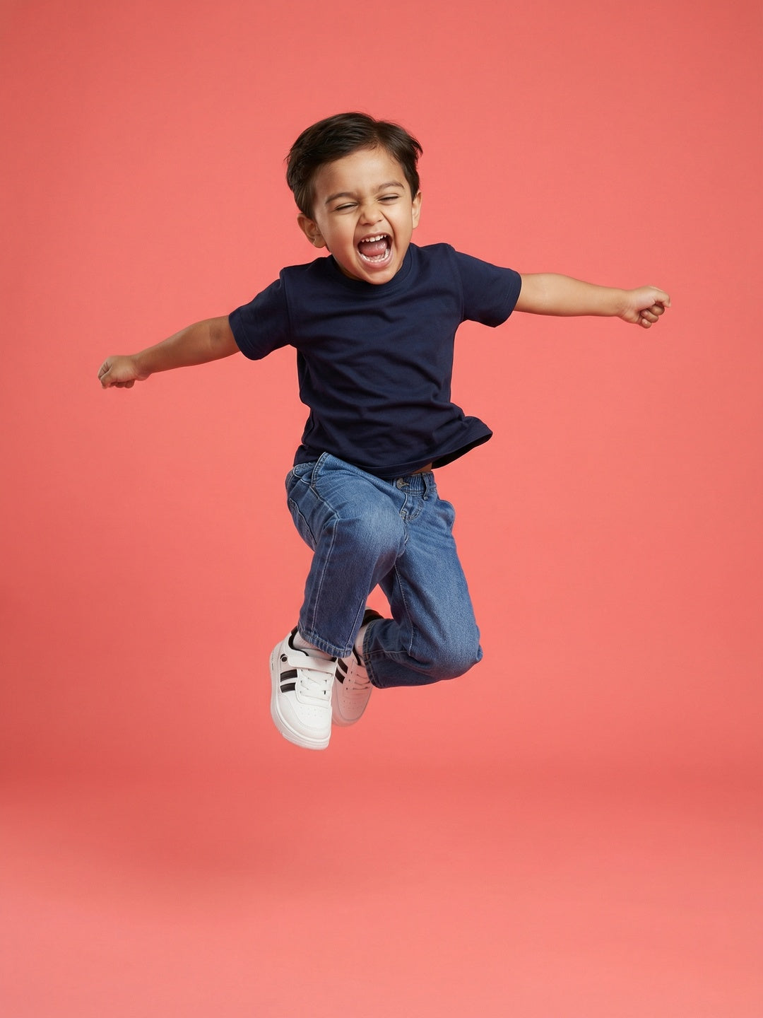 Nautinati Boys' 100% Cotton Pack of 2 Solid & Striped Essentials Crew Neck T-shirts