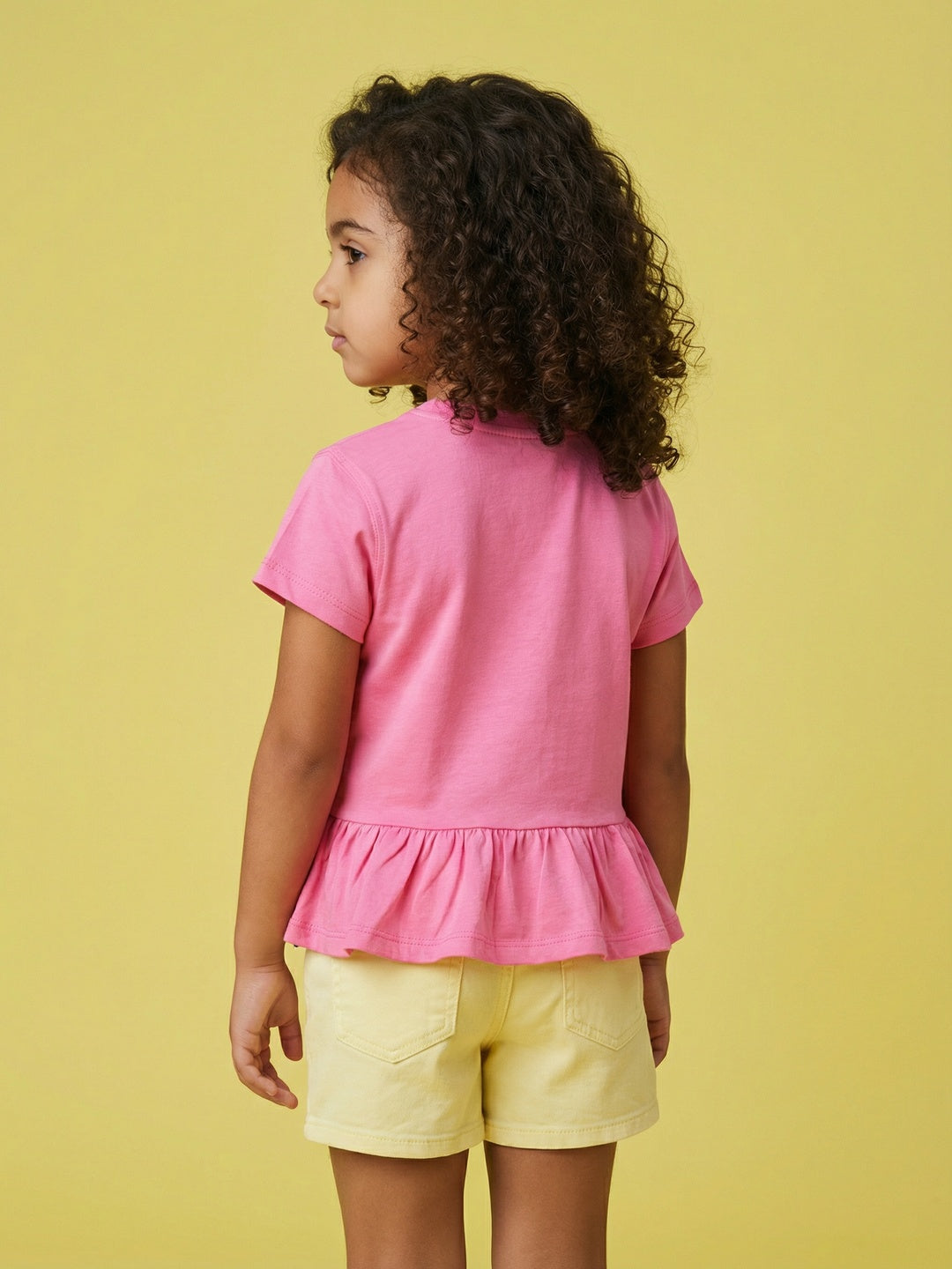 Nautinati Girls' 100% Cotton Varsity Graphic Printed Peplum Top