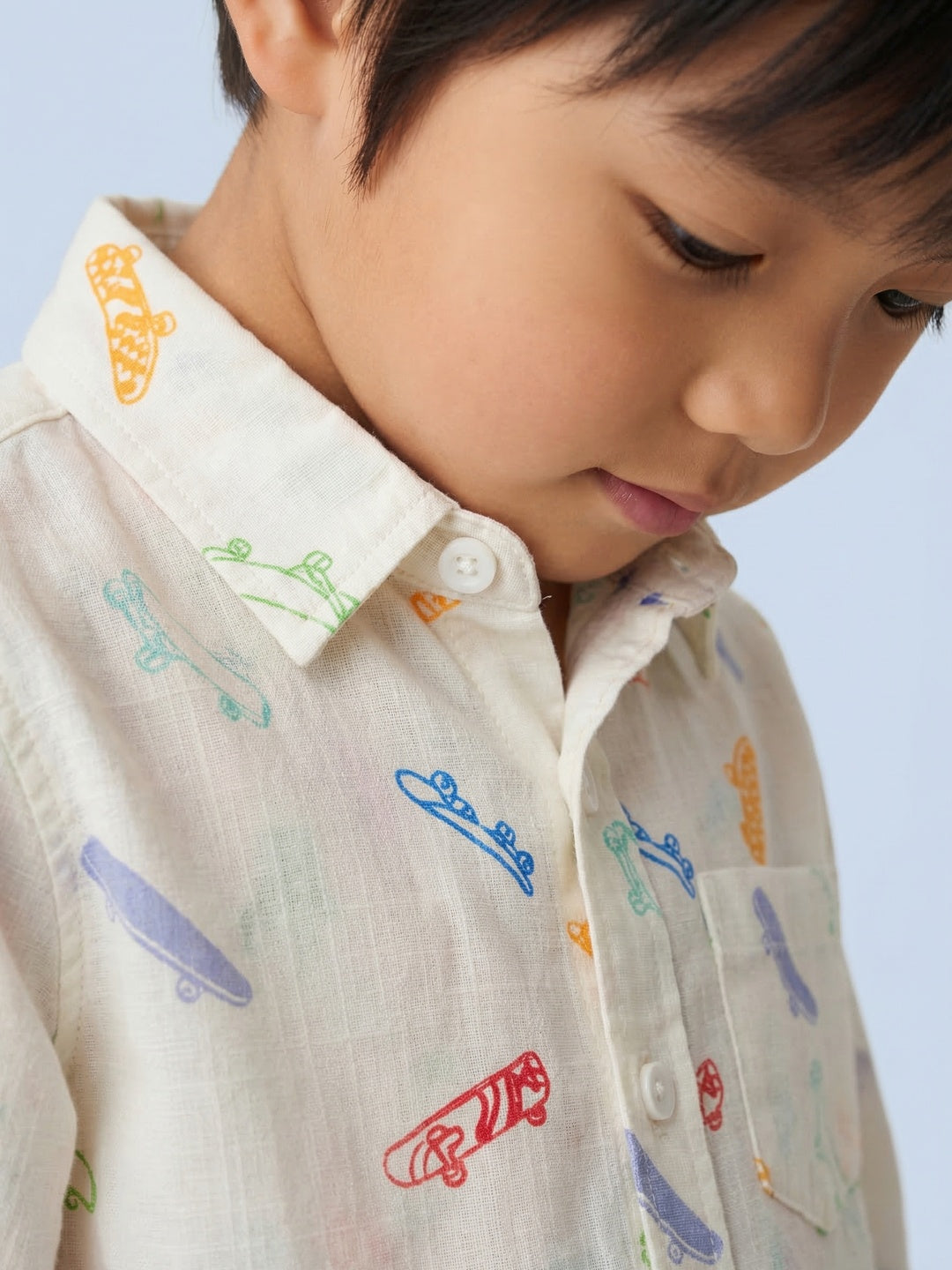 Nautinati Boys' Cotton Linen Blend Skateboard All-over Print Formal Party Shirt