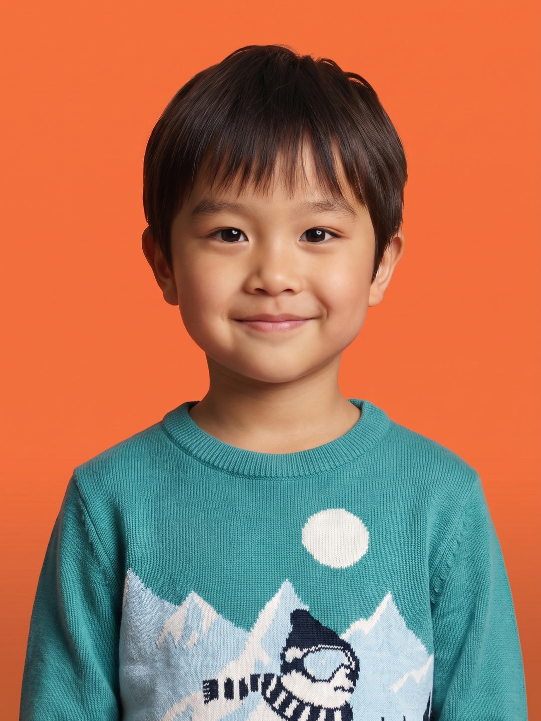 Nautinati Boys Polar Bear Blue Relaxed Fit Round Neck Sweater
