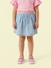 Nautinati Girls' 100% Cotton Mid-blue Wash Denim Skirt with Contrast-rib Waistband