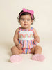 Nautinati Girls' Multicolour Striped & Embroidered Jumpsuit