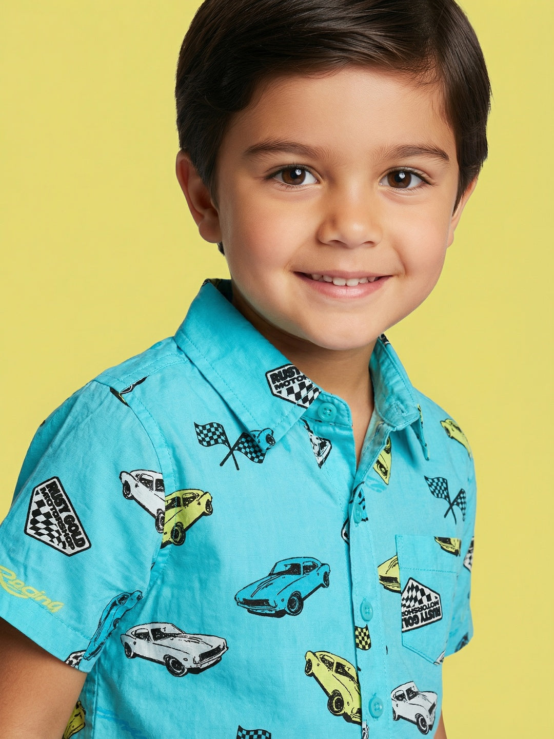 Nautinati Boys' 100% Cotton Racing Graphic Casual Shirt