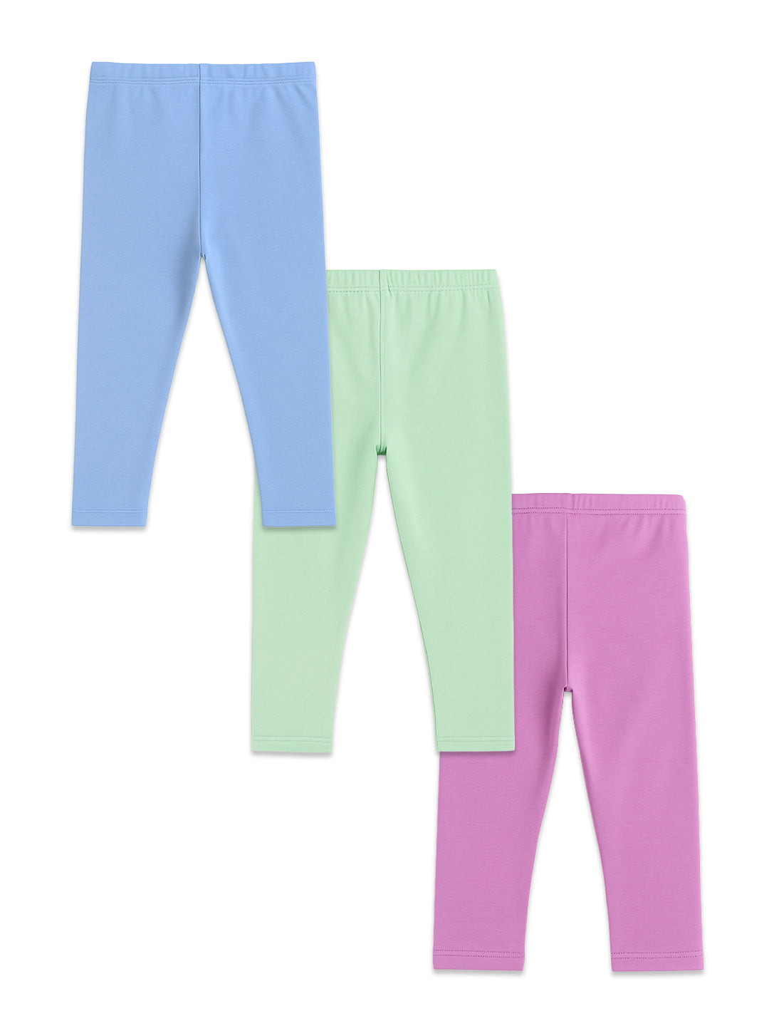 Nautinati Pack of 3 Purple, Green, and Blue Minnie Mouse Print Leggings for Girls