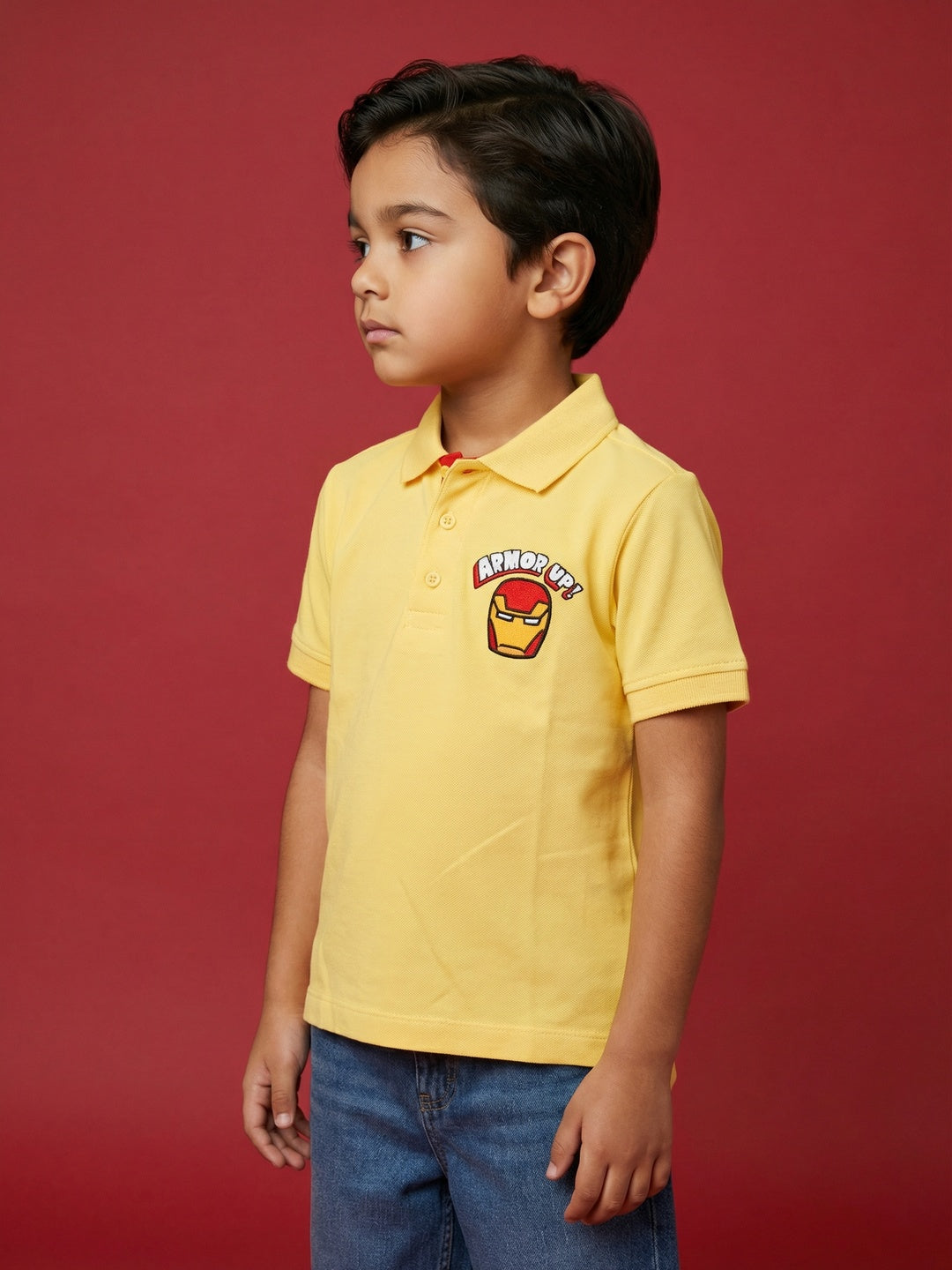 Nautinati Boys' 100% Cotton Marvel Iron Man Graphic Polo T-shirt