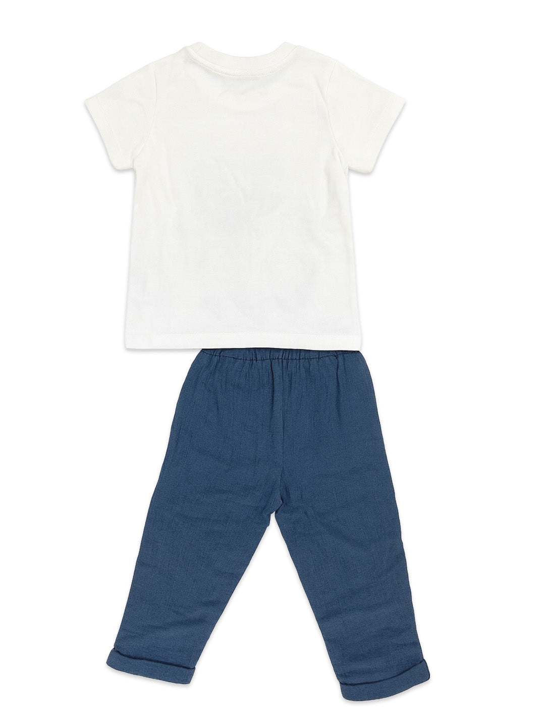 Nautinati Blue & White Crocodile Applique T-Shirt And Shorts Set For Infant Boys