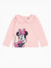 Nautinati Baby Pink Minnie Mouse Printed Top And White Polka Dot Leggings For Girls