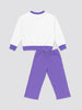 Nautinati White & Violet Typography Sweatshirt Set for Girls