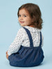 Nautinati Girls' 100% Cotton A-line Solid Heart-shaped Pocket Pinafore Dress with Ruffled All-over Polka Dot Print Top