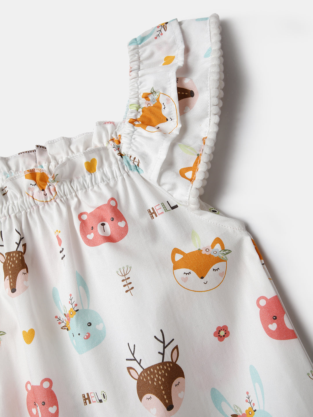 Nautinati White Printed Romper for Girls