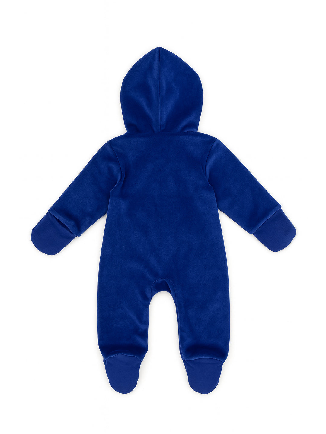 Nautinati Blue Bear Embroidered Badge Hooded Fur Sleepsuit for Infant Boys