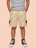 Nautinati Boys’ 100% Cotton Solid Cargo Shorts with Functional Strap & Buckle Details