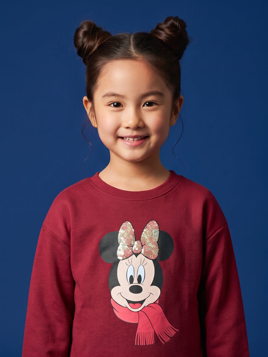 Nautinati Girls Disney Minnie Mouse Oversized Printed Sweatshirt Dress with Sequin Detail