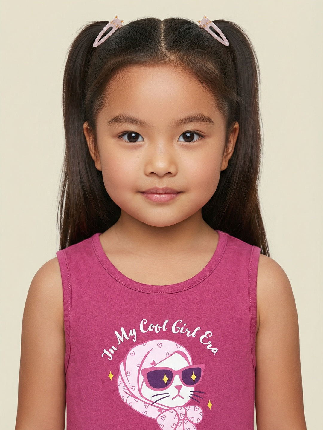 Nautinati Girls' 100% Cotton Pack of 2 Fit & Flare Dresses with Cat Graphic & Floral, Heart All-over Print