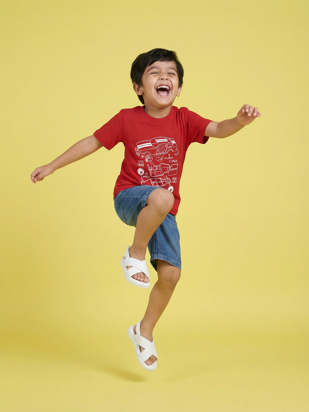 Nautinati Boys' 100% Cotton Pack of 3 Racing Graphic & All-over Print Crew Neck T-shirts