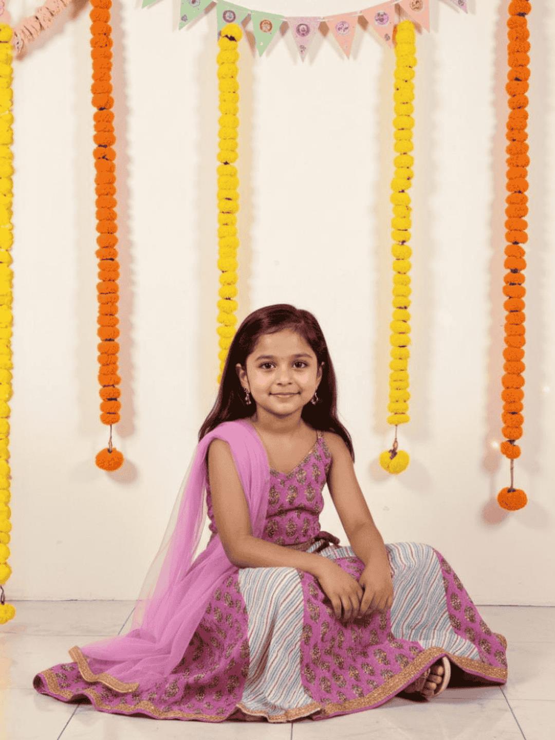 Nautinati Pink Festive Ethnic Set for Girls – Cotton Comfort & Style