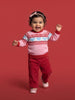 Nautinati Baby Girls Hearts Fairisle Knit Sweater with Button Closure, Relaxed Fit