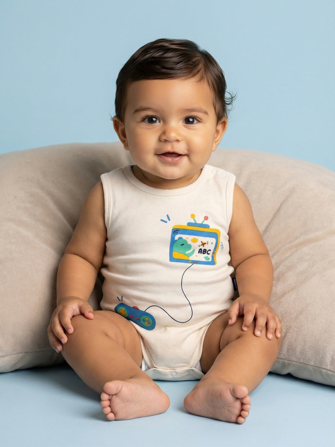 Nautinati Baby Boys' 100% Interlock Cotton Pack of 2 Gaming Placement Print Bodysuits