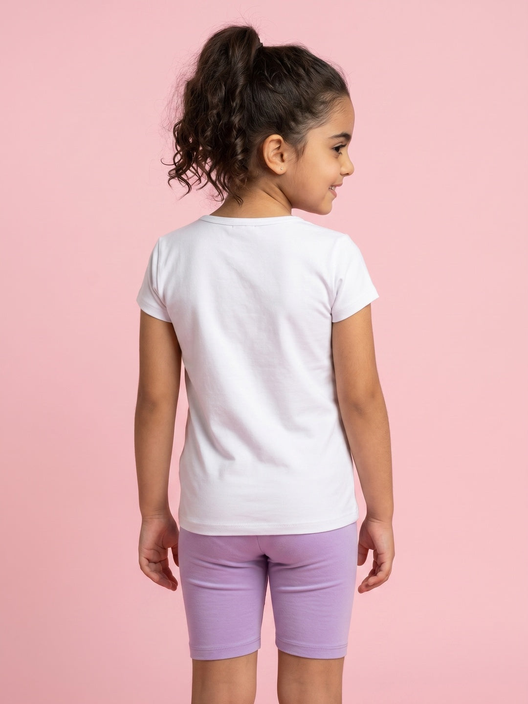 Nautinati Girls' Cotton Cute Elephant Printed T-shirt and Biker Shorts Co-ord Set