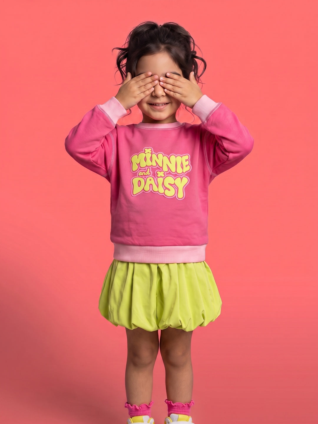 Nautinati Girls Disney Minnie and Daisy Oversized Sweatshirt with Front and Back Puff Print