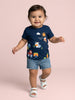 Nautinati Baby Girls' 100% Cotton Pack of 2 Printed Round Neck T-shirts