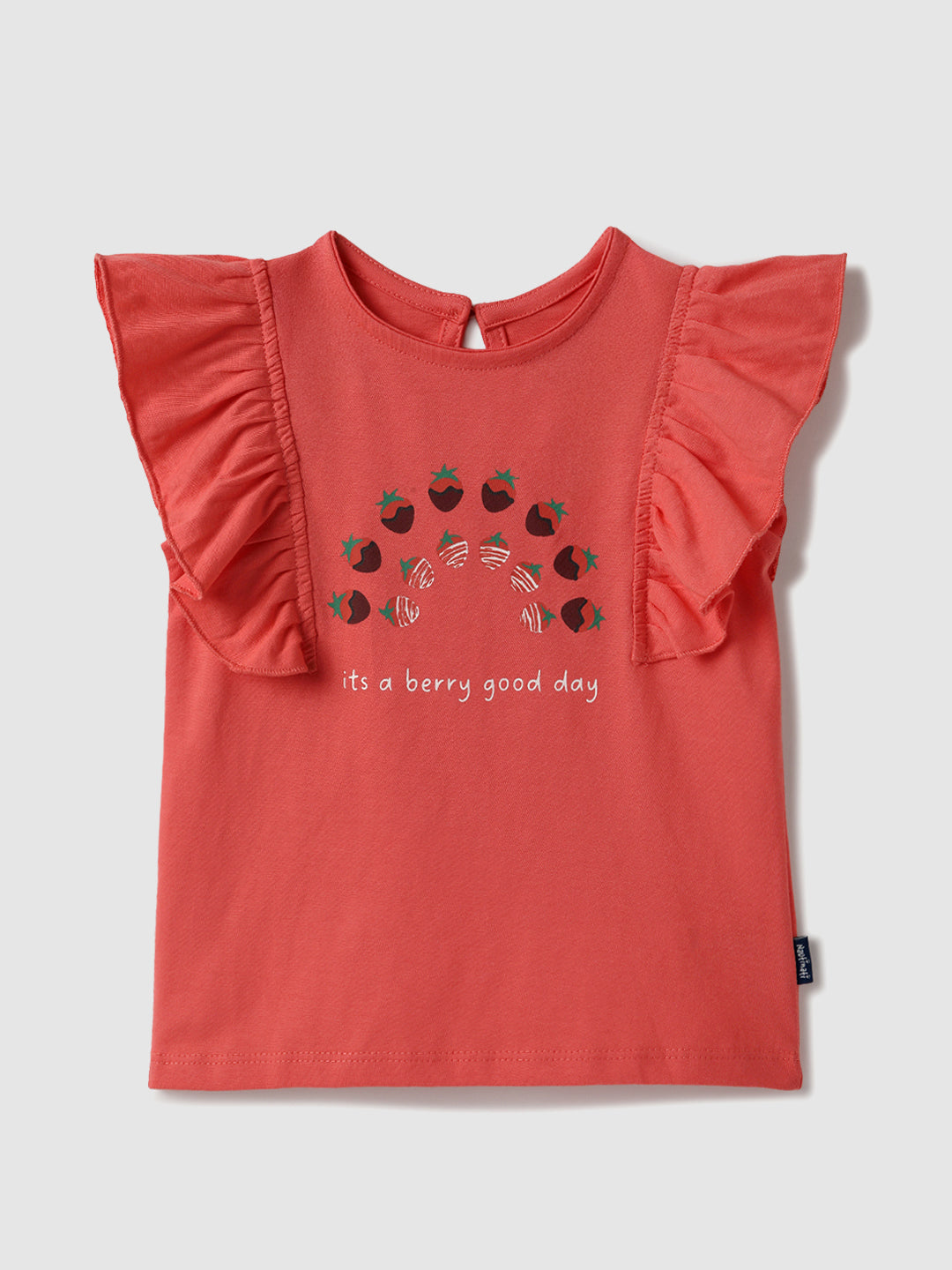Nautinati Pack of 2 White & Red Printed Tops for Girls