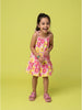 Nautinati  Girls All-over Floral Printed Relaxed Fit Tie-up Style Sleeveless Dress