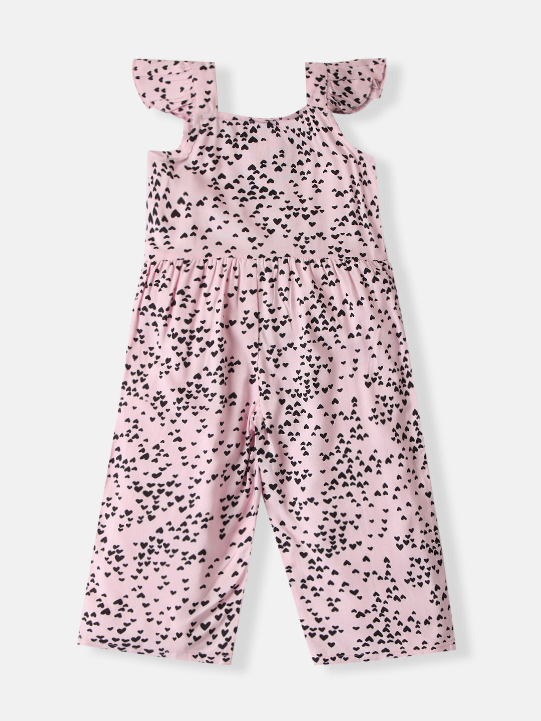 Nautinati Girls Cotton Heart Printed Printed Jumpsuit with Sling Bag