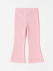 Nautinati Baby Pink Cotton Lycra Rib Fitted & Flared Leggings For Girls
