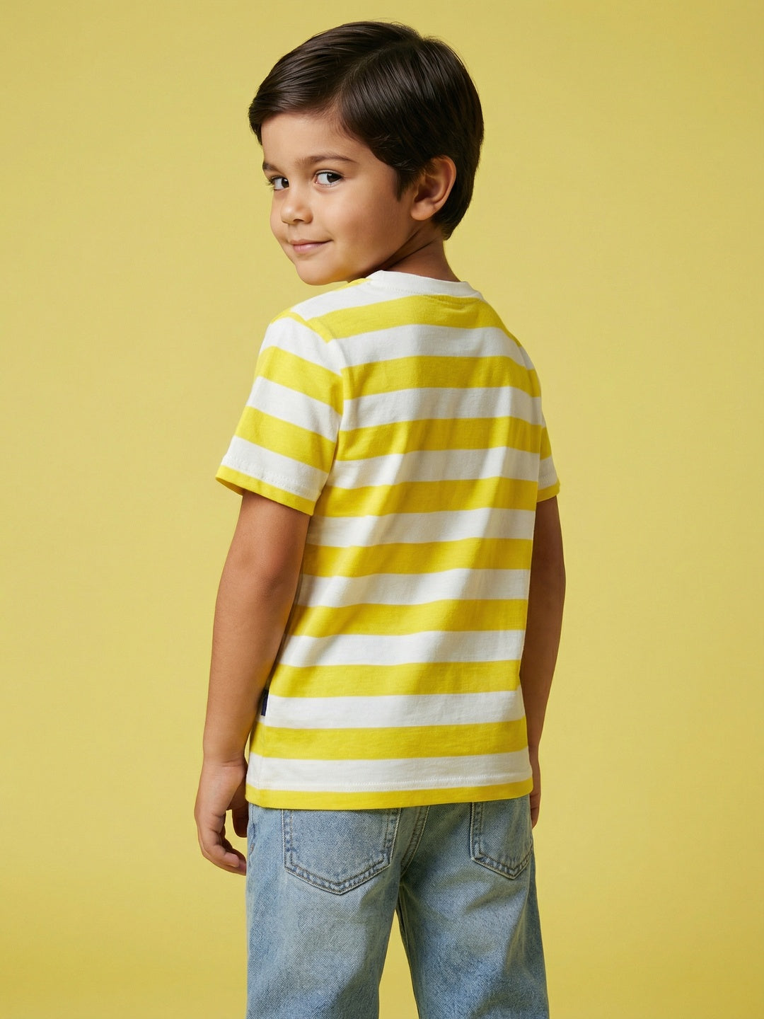 Nautinati Boys' 100% Cotton Pack of 2 Striped &  Graphic Crew Neck T-shirts