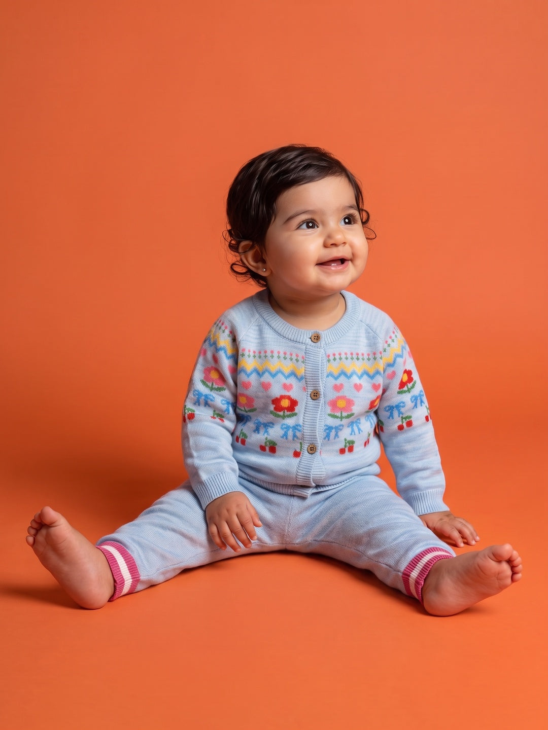 Nautinati Baby Girls Floral Knit Sweater & Jogger Set