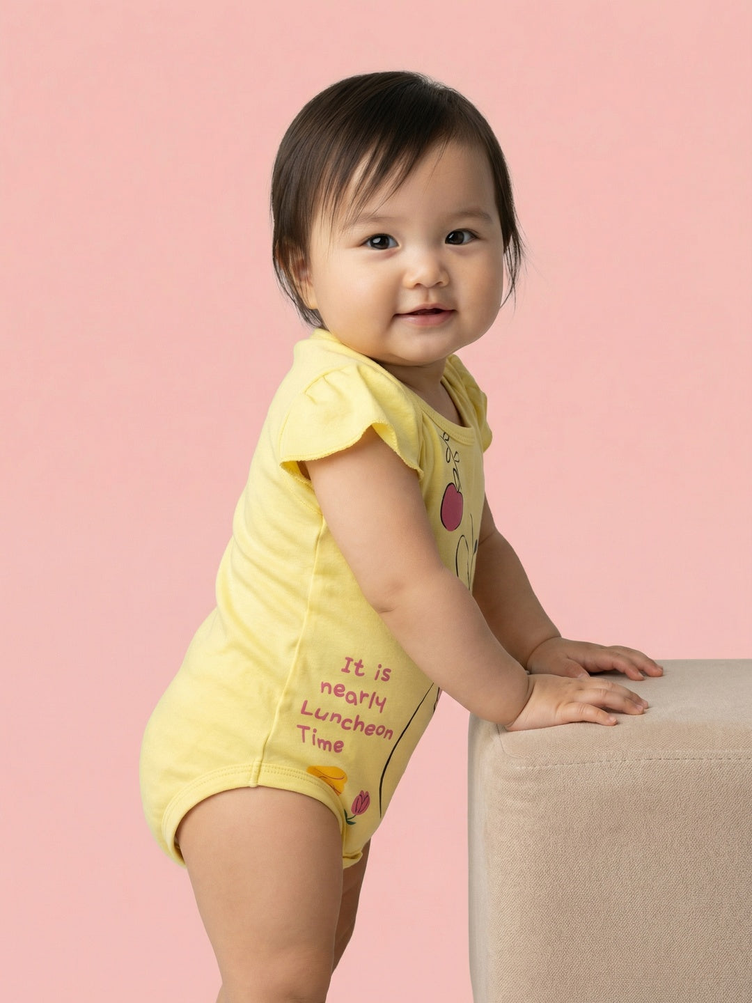 Nautinati Baby Girls' 100% Interlock Cotton Pack of 2 Disney Winnie the Pooh Placement Print Bodysuits