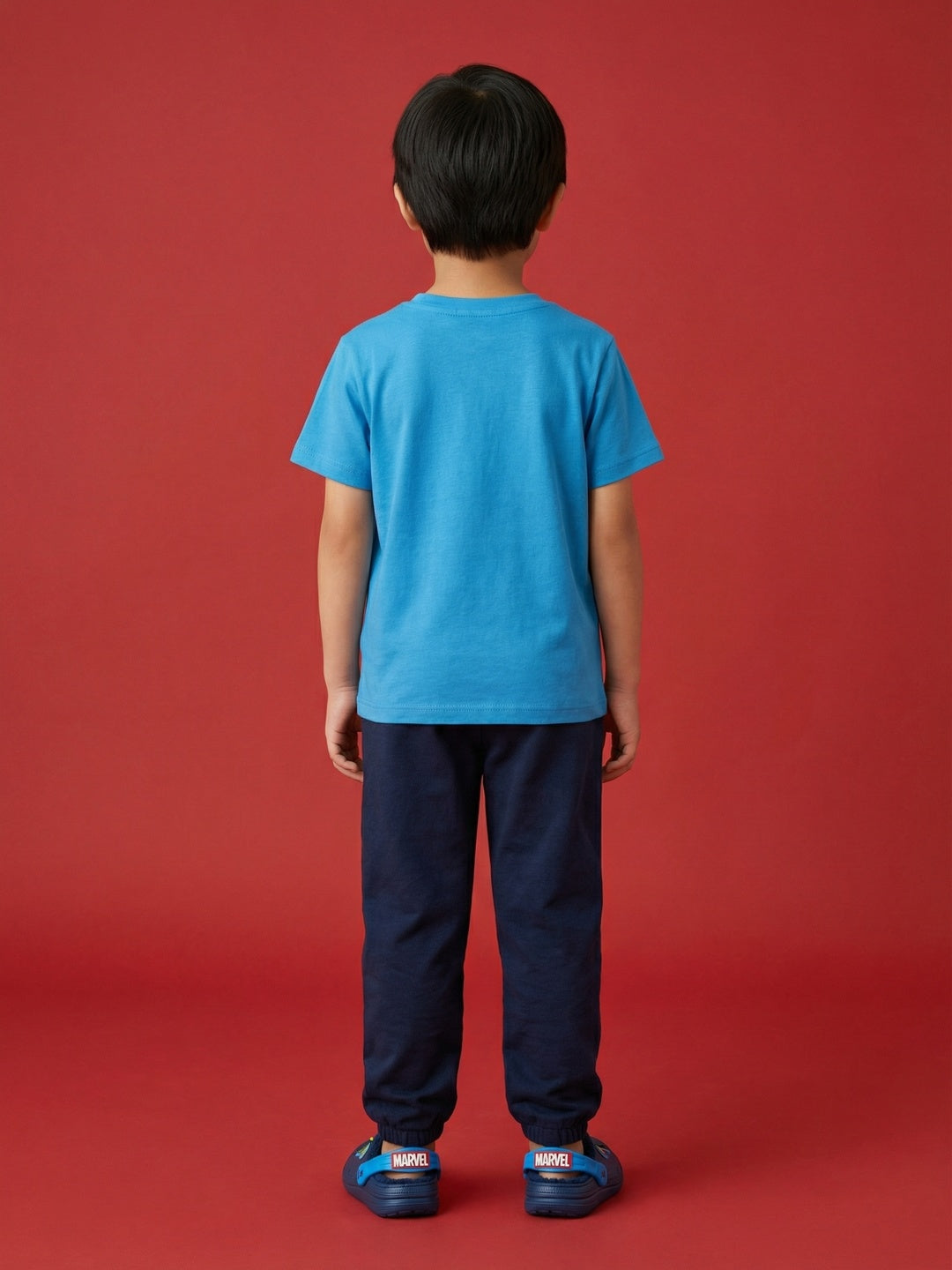 Nautinati Boys' 100% Cotton Night Suit with Marvel Spiderman Hem Print T-shirt & Solid Joggers